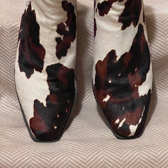 Zara Calf Hair Cow Print Pull-on Booties 41 - Picture 9 of 11